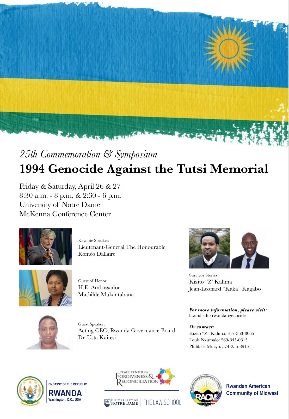 Original invitation for the April 26 and 27, 2019 Kwibuka 25 events at the University of Notre Dame